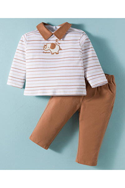 ToffyHouse Interlock Knit Full Sleeve Polo T-Shirt & Lounge Pant Set Elephant...