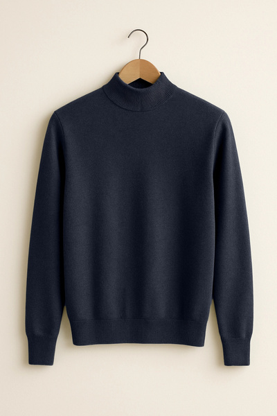 Edwox Men's Half Fisherman Regular Fit Sweater Navy Blue Cd117