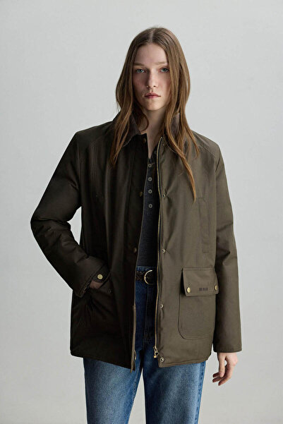 BE BLUE HAKİ KADİFE YAKALI MONT