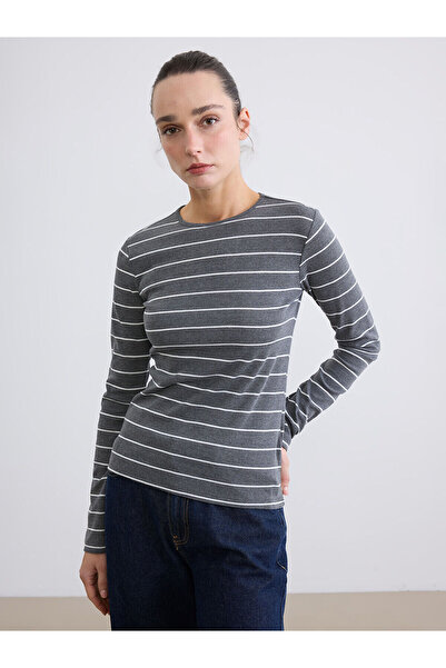 LC Waikiki YK PLUS LCW EVERYDAY Γυναικείο κορμάκι με ριγέ λαιμόκοψη