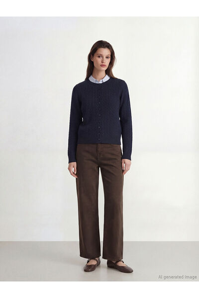 LC Waikiki Nevavm with a Difference of Opinion, Lcw Modest Navy Blue Oval Nec...