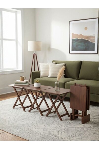 Gazzini Furniture Gazzini Pack Kare 4'lü Ahşap Çanta Zigon Sehpa