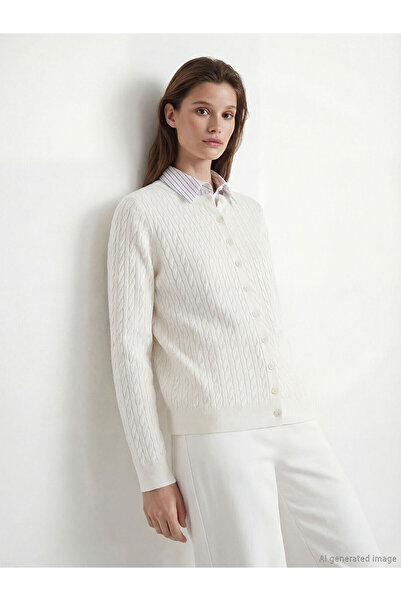 LC Waikiki Γυναικεία πλεκτή ζακέτα Özmarka New Season με λαιμόκοψη και αυτοσχ...