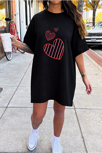 EFFRENATU Γυναικείο βαμβακερό κοντομάνικο φόρεμα με λαιμόκοψη σε σχήμα ποδηλά...