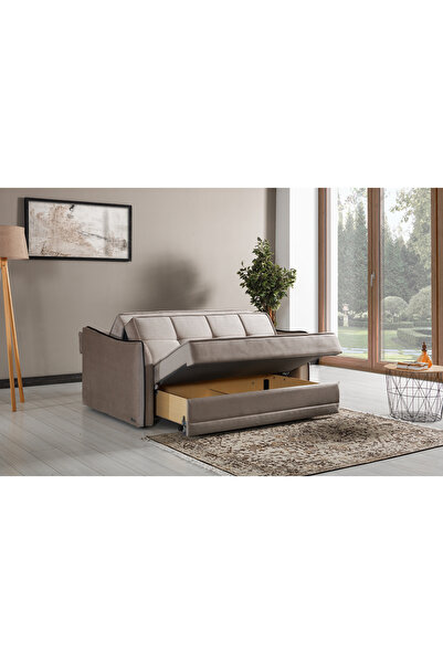 Meşe Home Santiago Prime Modern Bazalı ve Yatak Olabilen Granür Süngerli Çekyat