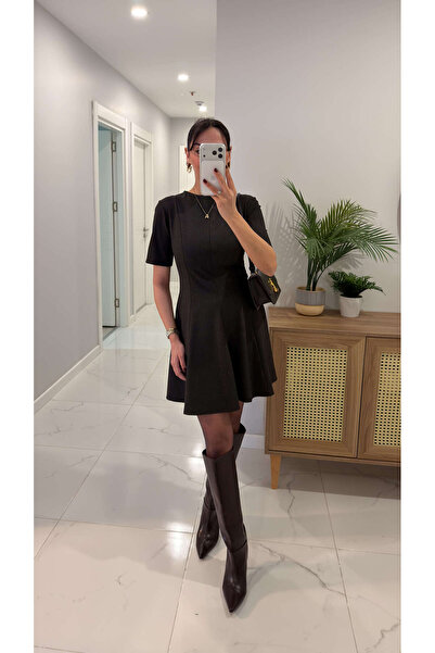 BİRCANÇİL Zr Nopre Bitter Brown Plaid Dress