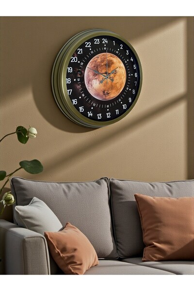 Marsilyan ساعة حائط معدنية عتيقة بتصميم خاص مقاس 40 سم مع شاشة عرض 24 ساعة