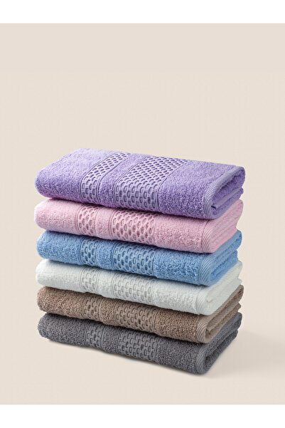 Cottexo Core Set of 6 100% Cotton Hand & Face Towels 50X90 cm – 185 Gr Textur...