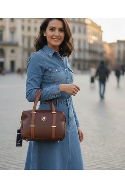 Çanta Trend Miami Polo Women's Zippered Adjustable Strap Gold Accessory Inner...