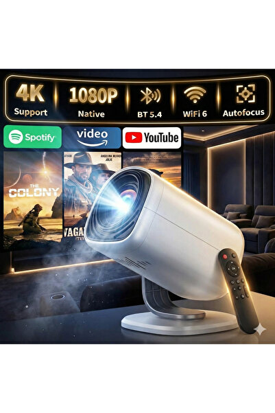 TARÇIN 4K Destekli Yeni Nesil Taşınabilir Akıllı Projektör - WiFi 6 Ultra Hız...