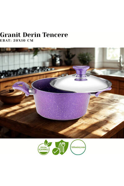 Arzu Çelik 7 Piece Granite Set Steel Lid - Violet