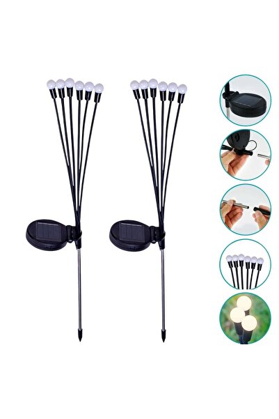 Greathings 2 lămpi de grădină din plastic cu energie solară – Iluminare cu bi...