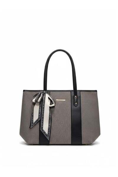 Fumes Noir Women’s Elegant Panel Tote Handbag with Scarf Detail – Structured ...