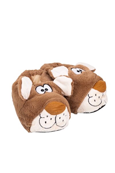 Esra Plush Soft Animal Slippers with Dog Figures