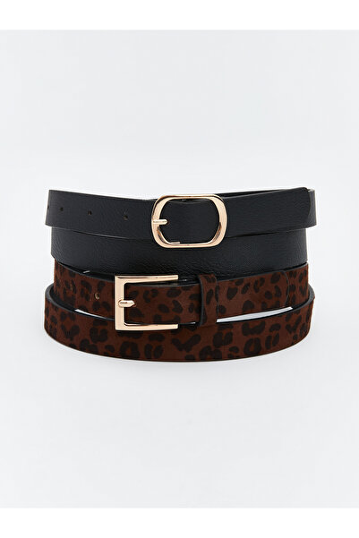 LC Waikiki Leopard Print Women's Belt 2 Pack