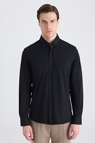 D'S Damat Ds Damat Comfort Black Knitted Shirt