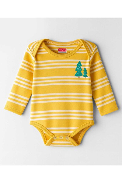 Babyhug 100% Cotton Interlock Knit Full Sleeves Onesie with Stripes & Tree Pr...