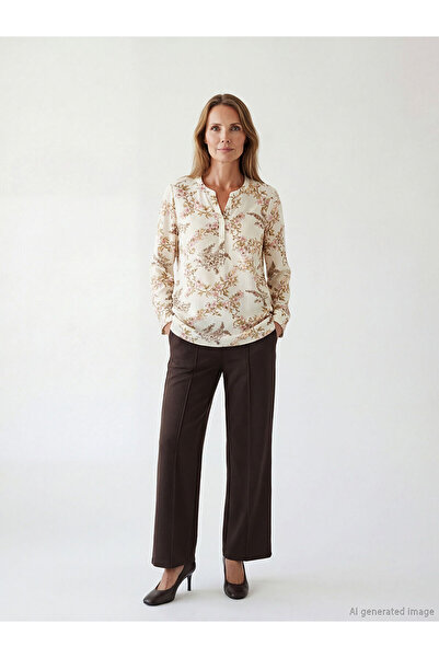 LC Waikiki Nevavm Women's Wide Leg Pants with Elastic Waist and Difference in...