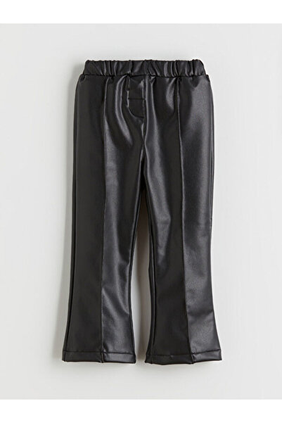 LC Waikiki Rmz Gi̇yi̇m Farkiyla Girls' Leather-Look Pants with Waist Drawstring