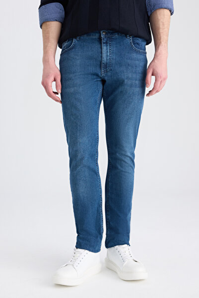 D'S Damat Ds Damat Slim Fit Navy Blue Denim Trousers