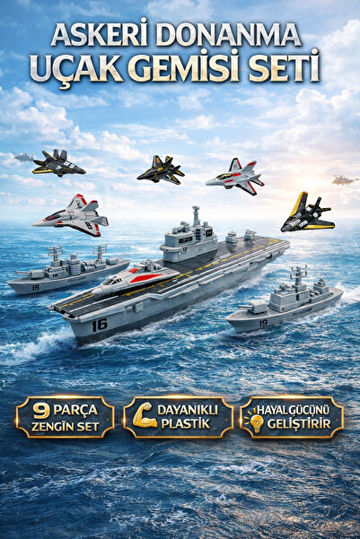 TRENDZONE 9 Parça Askeri Donanma Uçak Gemisi Oyuncak Seti | Jet Uçaklı Savaş ...