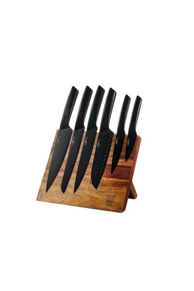 BJORN Suport pentru cuțite Vantaa + Set de 6 cuțite de bucătărie Jensen, lamă...
