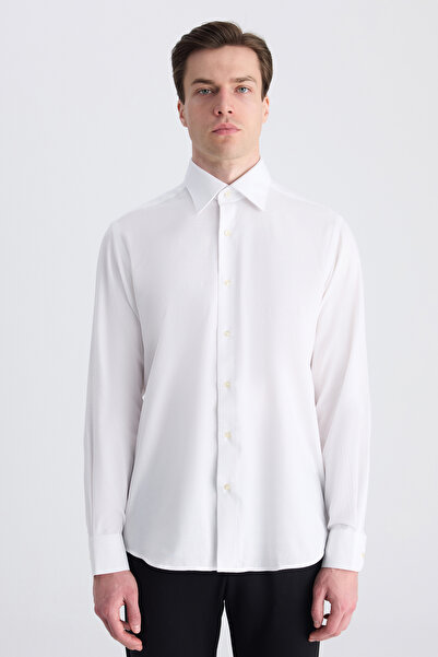 D'S Damat Ds Damat Regular Fit White Dobby Shirt