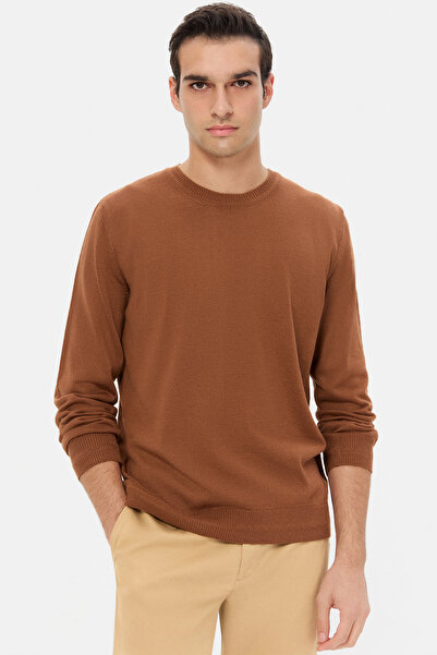 D'S Damat Ds Damat Regular Fit Tobacco Plain Knit Sweater