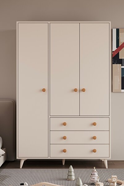 Mymob Chunky 3 Kapılı Gardrop Bej