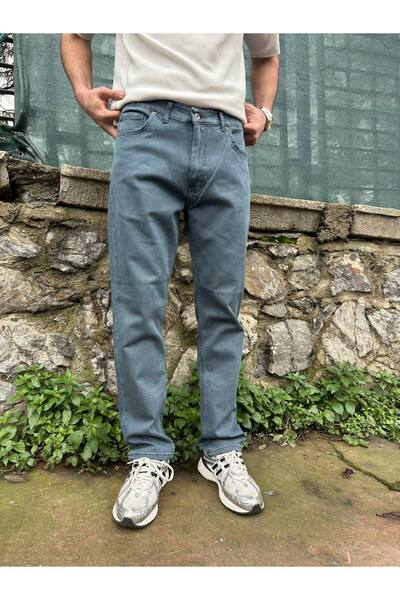 DENIMLAND Erkek Denim Battal Klasik Kot Normal Bel Düz Paça Likralı Jean