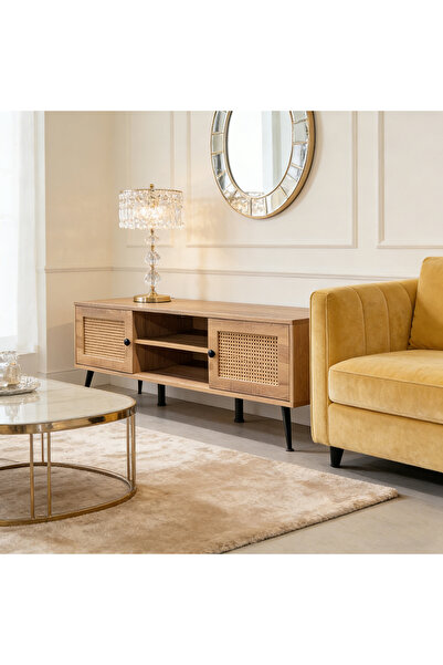 Bleco High-Quality Rattan Living Room TV Cabinet - Storage Cabinet, Natural V...