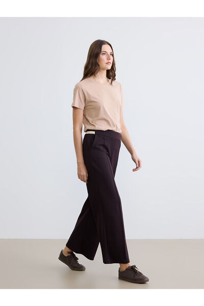 LC Waikiki Özmarka New Season Elastic Waist Wide Leg Women's Pleated Trousers