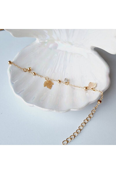 Skymag Bratara aurie reglabila cu charm frunza