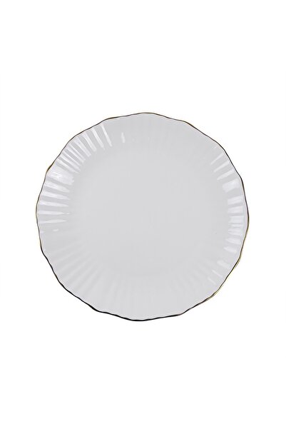 Carrefour Carrefour dessert plate, porcelain, 20 cm, White/Gold
