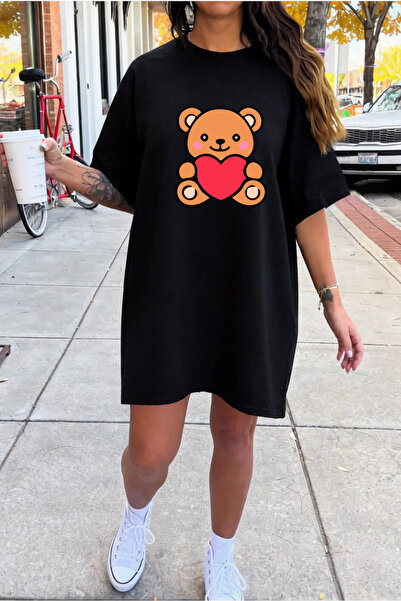 Pink Sky Rochie tricou casual din bumbac, cu mânecă scurtă, cu decolteu rotun...