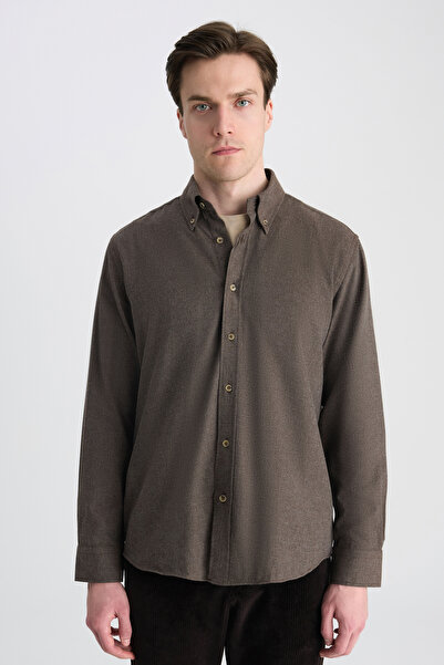 D'S Damat Ds Damat Comfort Brown Gabardine Shirt