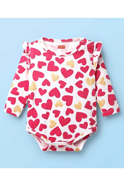 Babyhug بدلة نوم قطنية 100% محبوكة بنمط متداخل بأكمام طويلة مزينة بطبعة قلب -...