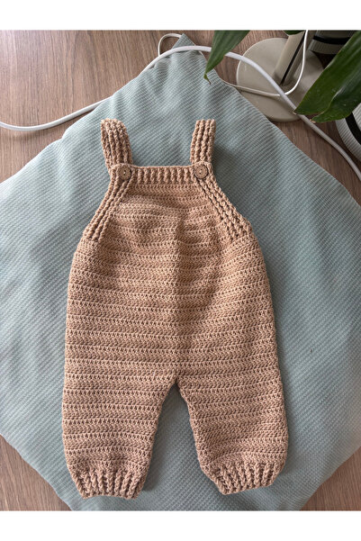 Aia&Co Bebek Askılı Tulum Salopet El Örgüsü bebek giyim 0-3 ay