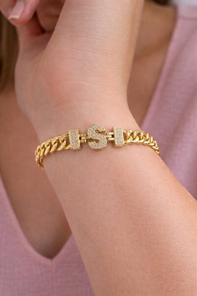 Women's Steel Bracelet with Xuping 14k S Letter Model Gurmet Chain Zircon Gemstone