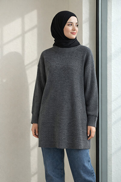 Kirazgym Ribbed Long Knit Sweater - Smoked