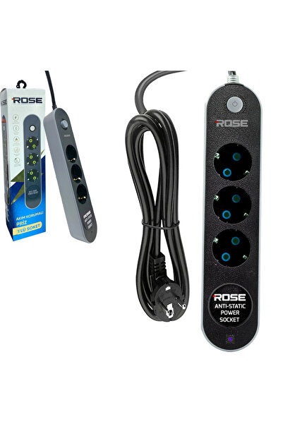 Poke Üçlü Akım Korumalı Priz Anti Static 3X1.5 5mt Rose GR-300-5M