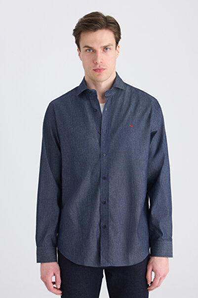 D'S Damat Ds Damat Comfort Indigo Plain Shirt