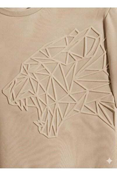 Afri Men's Milk Coffee Color Geometric Tiger Printed T-Shirt |   Full-Fit Cre...