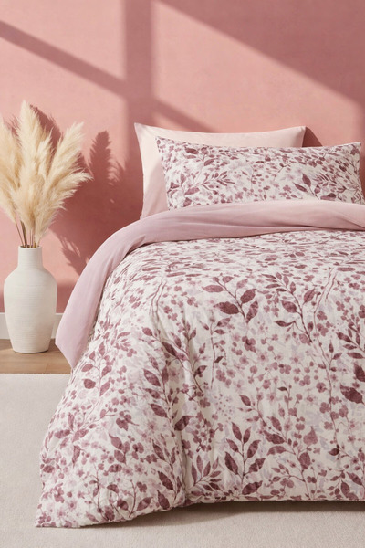 İQON Set de lenjerie de pat dublu cu trandafiri acuarela SETÇIF