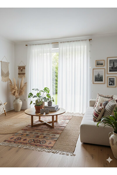 perde360 Düz Bohem Tül Perde - Yüksek Gramaj – Sık Pile 1/3 Dikim (ÖLÇÜ ENxBOY)