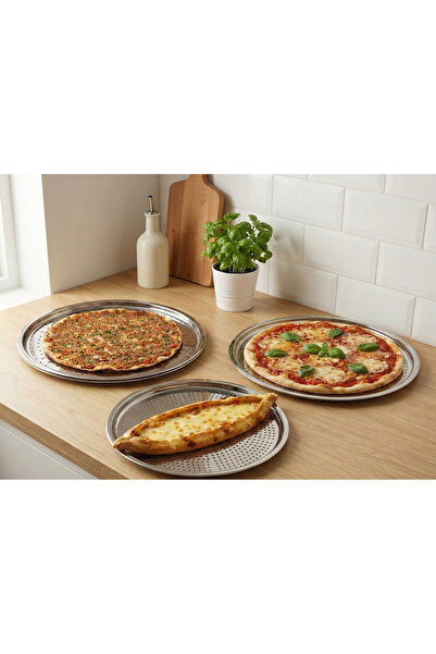 Abant Çelik Abant 3'lü Pizza Tepsisi 28 Cm 32 Cm 36 Cm