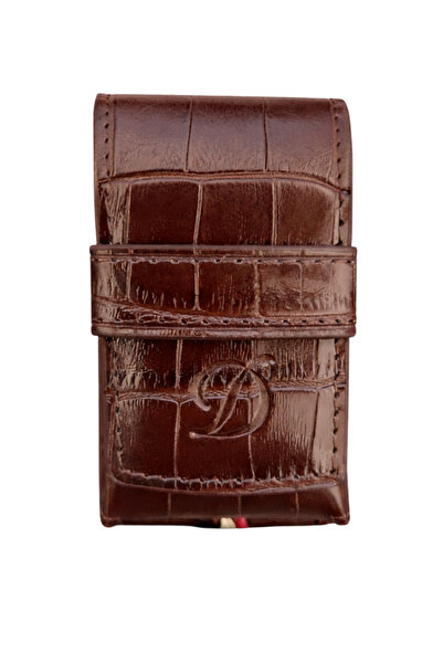 S.T. Dupont Crocodile Kahverengi Deri Ligne 2 Çakmak Kılıfı