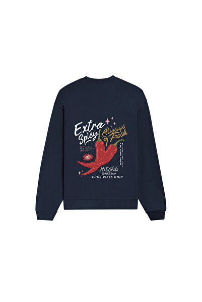 The Lucid Lab Chili Vibes Only Oversize Sweatshirt - Navy Blue