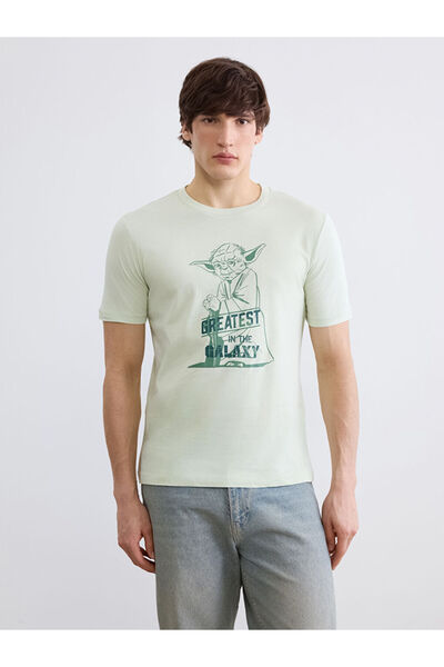 LC Waikiki Green Crew Neck Star Wars Printed Men's T-Shirt