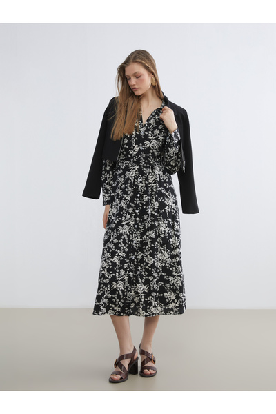 LC Waikiki Floral Poplin Shirt Dress with Belted Waist